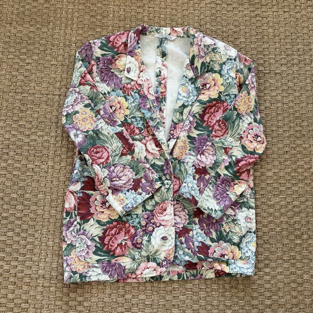 Vintage Floral Tapestry Blazer Gotcha Covered Women’s Size XL USA Made - Picture 9 of 12